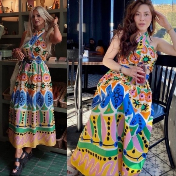 Zara 100% cotton Colorful Patterned Maxi Skirt sz S nwot, 004 - Picture 3 of 6